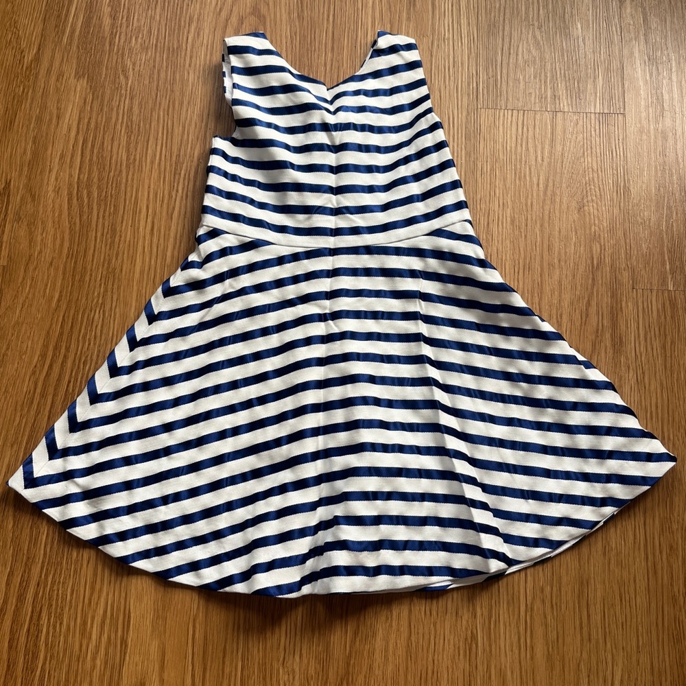 Jacadi Navy and White Striped Girls Dress Size 4A